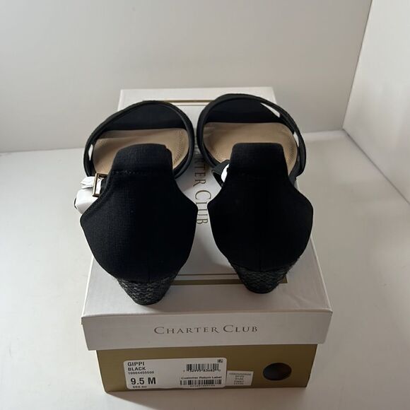 Charter Club Gippi Black Wedge Sandals size 9.5M - Picture 3 of 7